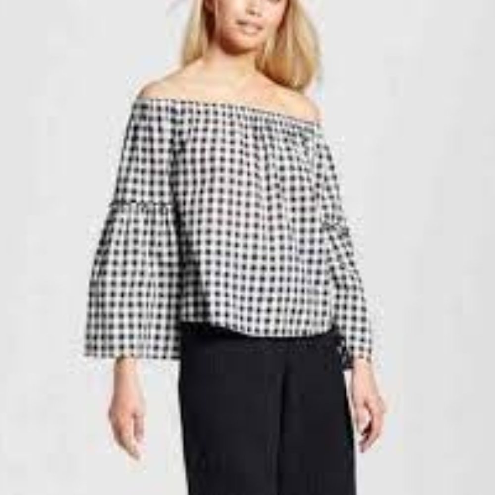 Off the Shoulder Gingham Top